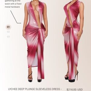 (SOLD) Lychee Backless Plunge Dress - Red